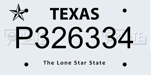 P326334 Texas License Plate