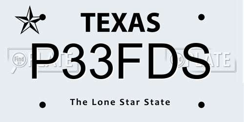 P33FDS Texas License Plate
