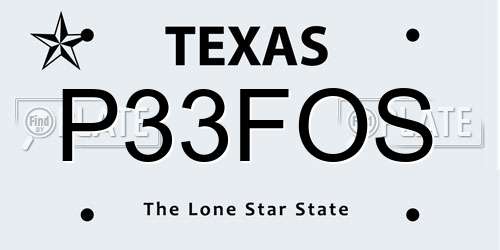 P33FOS Texas License Plate