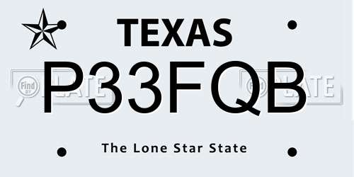 P33FQB Texas License Plate