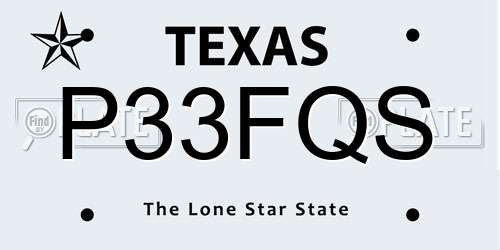 P33FQS Texas License Plate