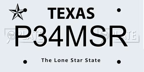P34MSR Texas License Plate