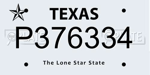 P376334 Texas License Plate