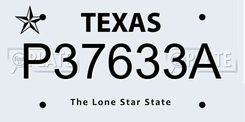 P37633A Texas License Plate