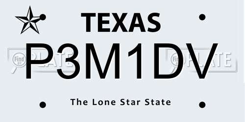 P3M1DV Texas License Plate