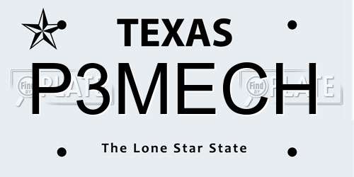 P3MECH Texas License Plate