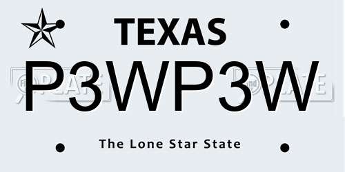 P3WP3W Texas License Plate