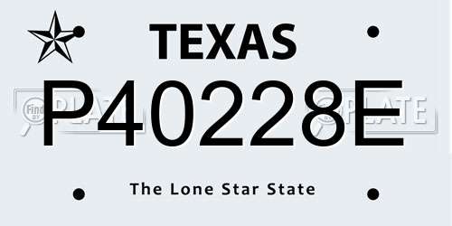 P40228E Texas License Plate