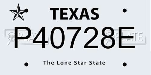 P40728E Texas License Plate