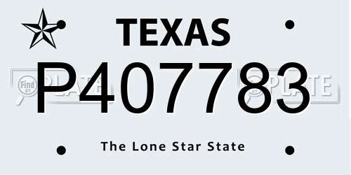 P407783 Texas License Plate