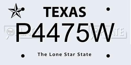 P4475W Texas License Plate