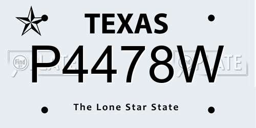 P4478W Texas License Plate