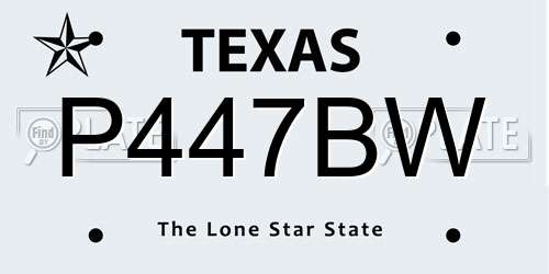 P447BW Texas License Plate