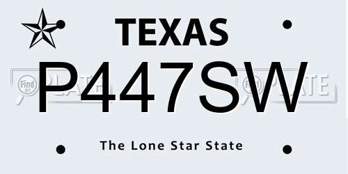 P447SW Texas License Plate