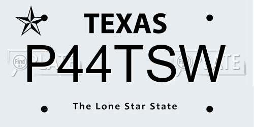 P44TSW Texas License Plate