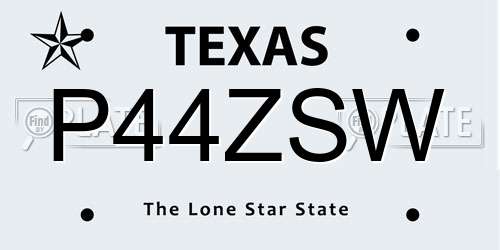 P44ZSW Texas License Plate
