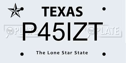P45IZT Texas License Plate