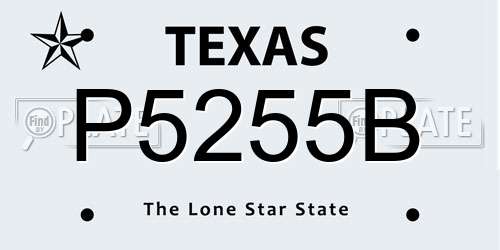 P5255B Texas License Plate