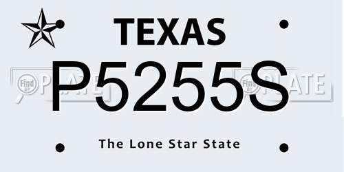 P5255S Texas License Plate