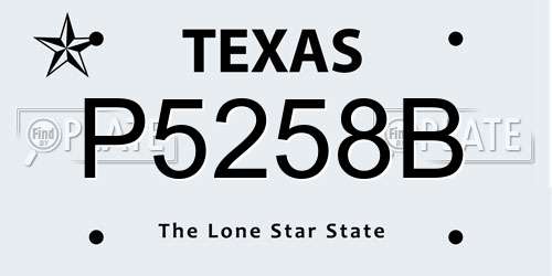 P5258B Texas License Plate