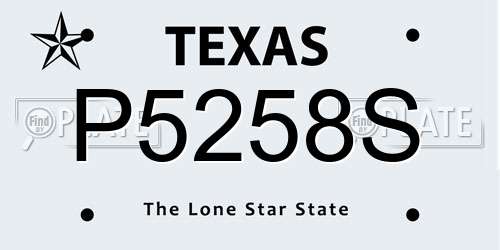 P5258S Texas License Plate