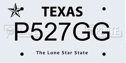 P527GG Texas License Plate
