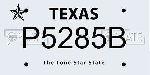 P5285B Texas License Plate
