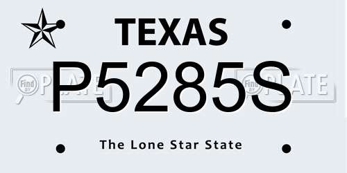 P5285S Texas License Plate