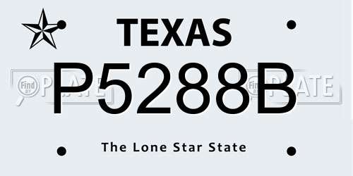 P5288B Texas License Plate