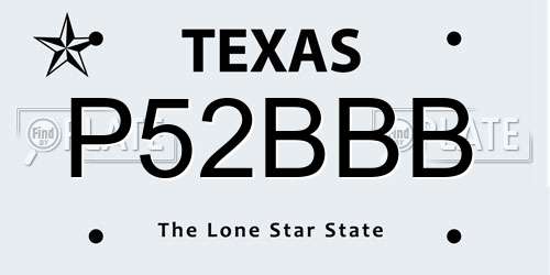 P52BBB Texas License Plate