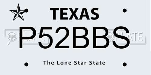 P52BBS Texas License Plate