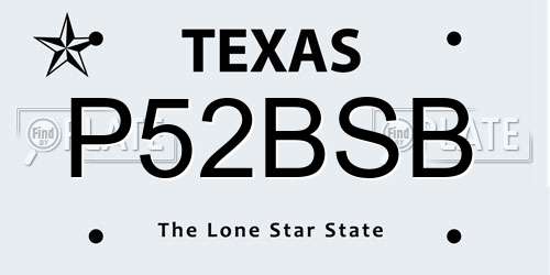 P52BSB Texas License Plate
