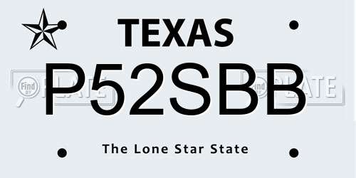 P52SBB Texas License Plate