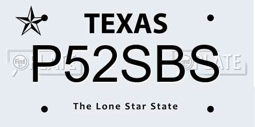 P52SBS Texas License Plate