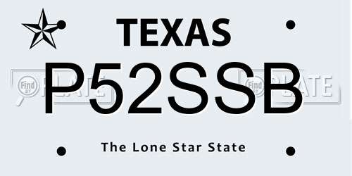 P52SSB Texas License Plate