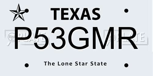 P53GMR Texas License Plate