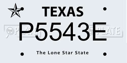 P5543E Texas License Plate
