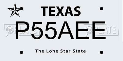 P55AEE Texas License Plate