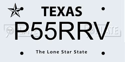 P55RRV Texas License Plate
