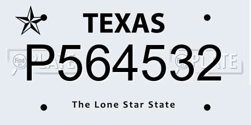 P564532 Texas License Plate