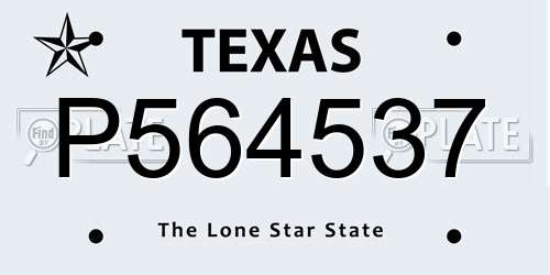 P564537 Texas License Plate