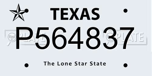 P564837 Texas License Plate