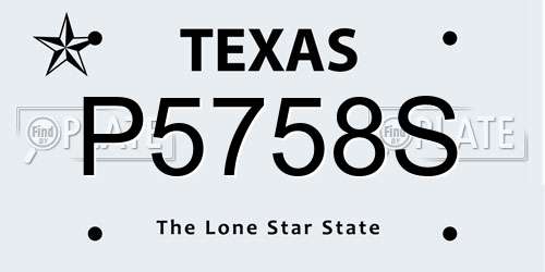 P5758S Texas License Plate