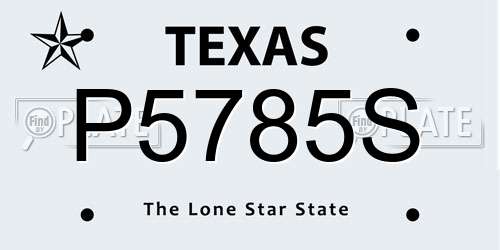 P5785S Texas License Plate