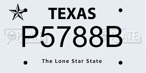 P5788B Texas License Plate