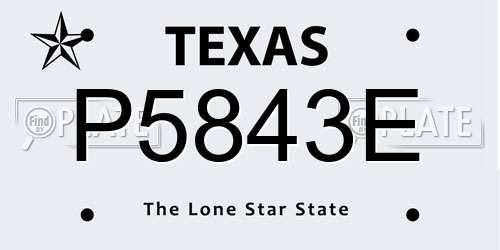 P5843E Texas License Plate