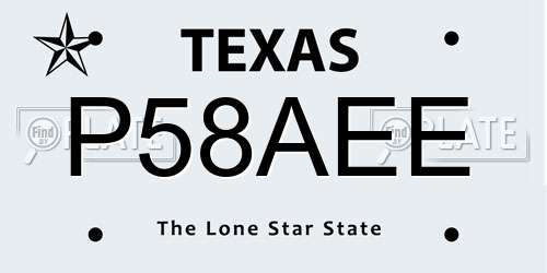 P58AEE Texas License Plate