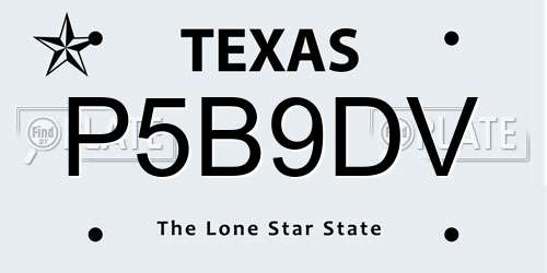 P5B9DV Texas License Plate