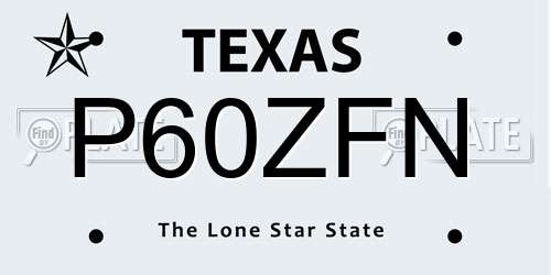 P60ZFN Texas License Plate