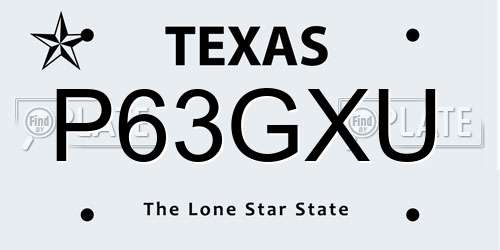 P63GXU Texas License Plate